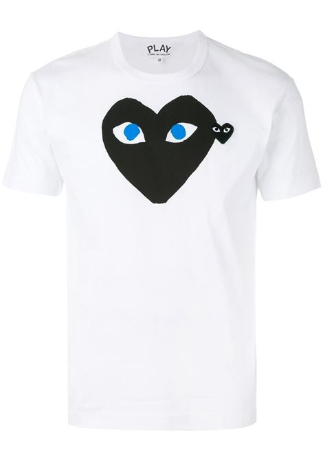 printed and embroidered t-shirt unisex white COMME DES GARÇONS PLAY | AX-T088-0511